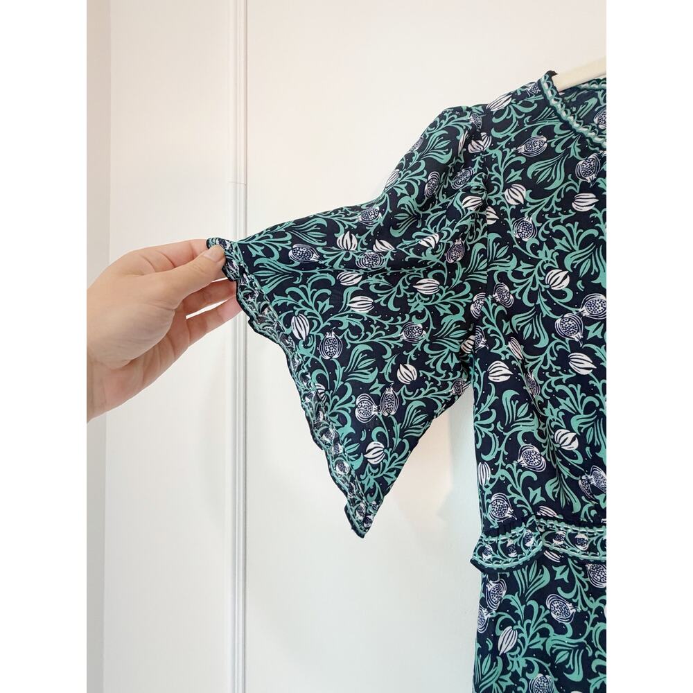Max Studio Navy and Green Ruffle Midi Dress Floral size XS - Picture 4 of 10